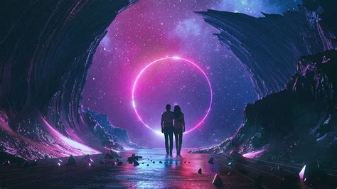 Download wallpaper 1920x1080 couple, starry sky, art, space, hugs full hd, hdtv, fhd, 1080p hd ...