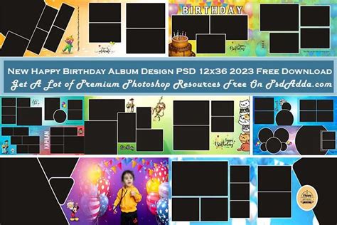 New Happy Birthday Album Design PSD 12x36 2023 Free Download Vol 03 - PsdAdda