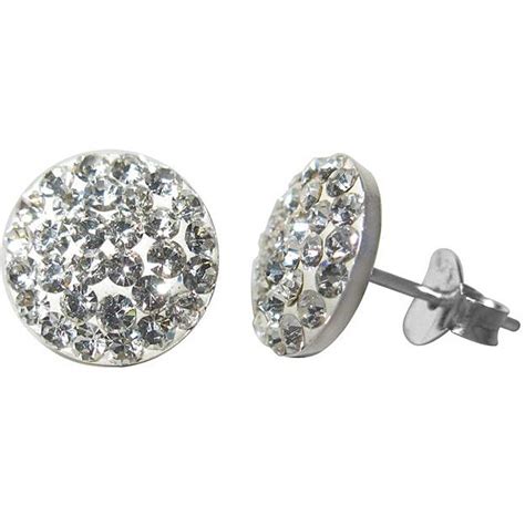 Sterling Silver Clear Crystal Flat Round Stud Earrings - 12625444 - Overstock.com Shopping - Top ...