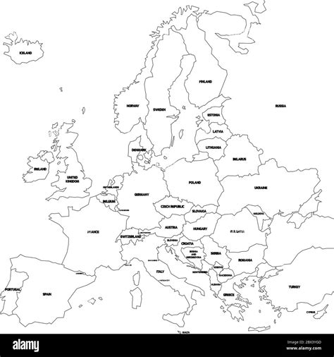 Europe Map Black And White Outline