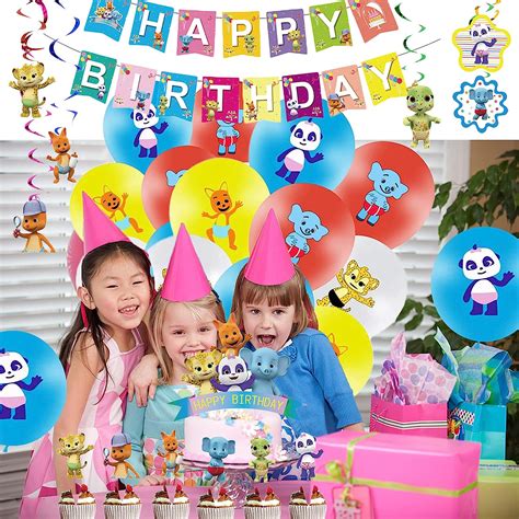 Word Party Birthday Decorations Balloons Happy Birthday Banner Cake ...