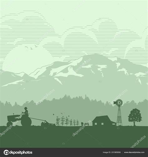 Silhouette Farmer Harvesting Crop Sunset Vector Stock Vector Image by ©rexandpan #201965856