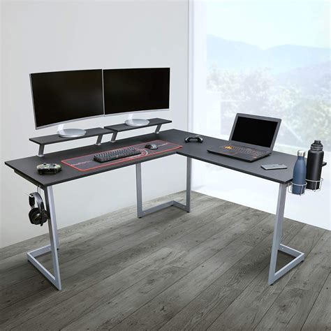 Amazon.com: Techni Sport Warrior L-Shaped Gaming Desk with MDF Panel ...