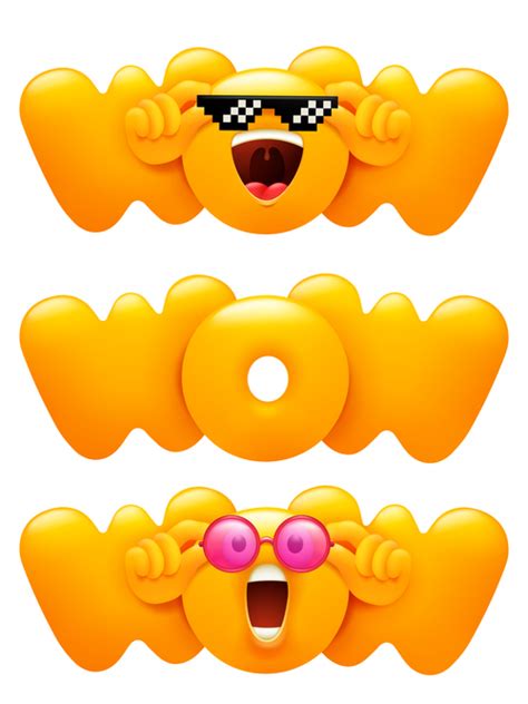 Wow emoji set vector free download