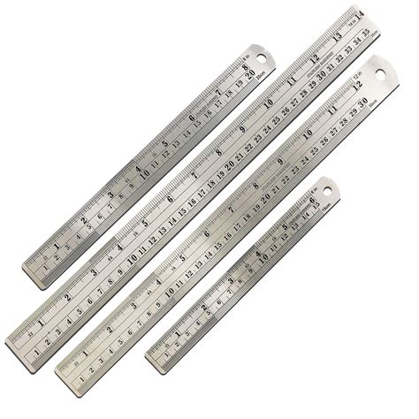 Mr. Pen- Steel Rulers, 4 Pieces (6, 8, 12, 14 inch) Rulers, Metal Ruler, Stainless Steel Ruler ...