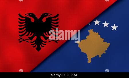 Albania and Kosovo flags. Waving flag design,3D rendering. Albania ...