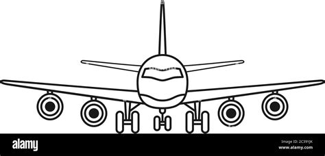 Line art black and white airplane front view Stock Vector Image & Art - Alamy