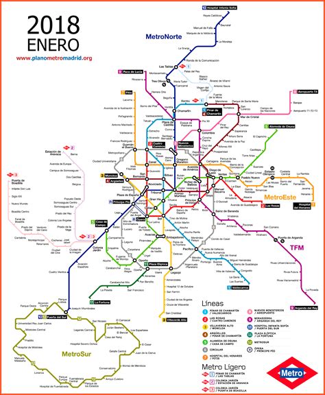 Madrid Metro Map, updated 2018.