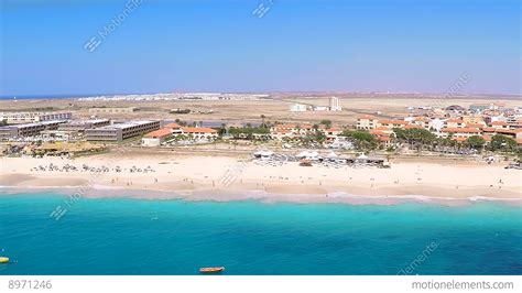 Aerial View Of Santa Maria Beach In Sal Cape Verde - Cabo Verde Stock video footage | 8971246