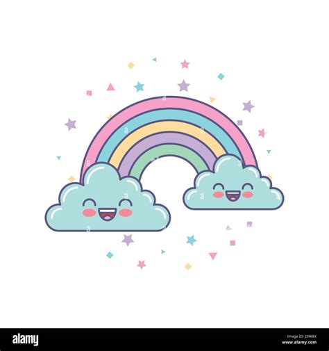 cute clouds and rainbow drawing Stock Vector Image & Art - Alamy