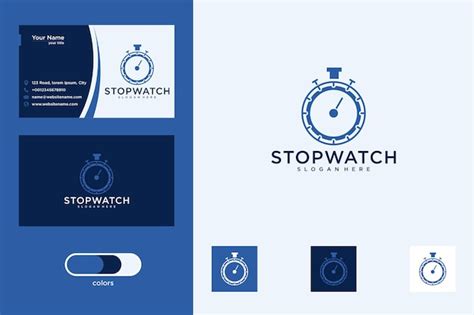 Premium Vector | Stopwatch logo design and business card