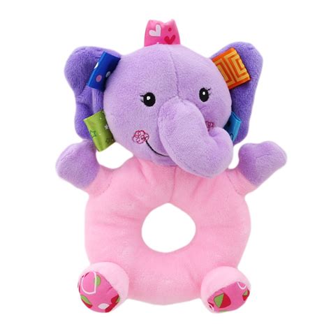 Cute Soft Plush Kids Baby Infant Rattles Plush Stuffed Animals Soothing Educational Circle Bell ...