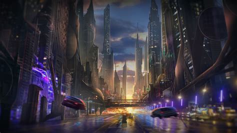 Download Night Futuristic Street Sci Fi City Sci Fi City Futuristic ...