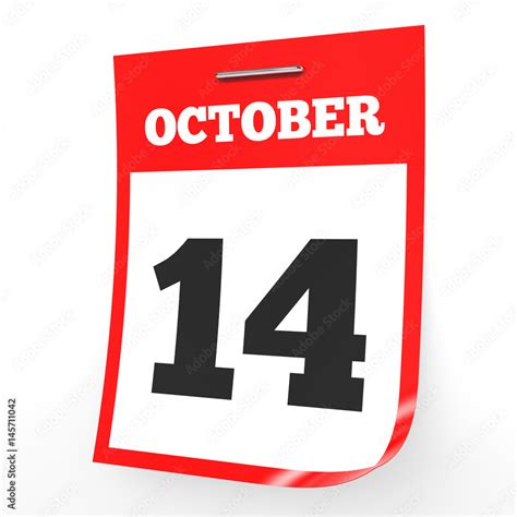 October 14. Calendar on white background. Stock Illustration | Adobe Stock