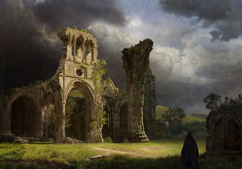 #Andrey Bakulin, #nature, #ruins, #castle, #sky, #clouds, #Gothic architecture, #artwork, #ruin ...