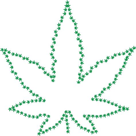 Free Clipart Of A green pot leaf outline made of marijuana leaves