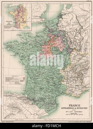 FRANCE: Lotharingia Burgundy 11th 12th Centuries; map 1223, 1903 Stock Photo - Alamy