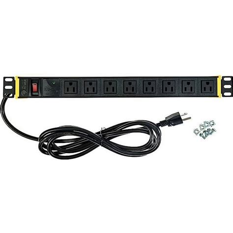 Valiant Power Rack Mount Power Strip - 120V 15A Single Phase PDU with Built-in Surge Protector ...