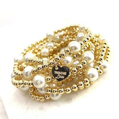 Classic Beaded Gold and Pearl bracelet – Trendeelove