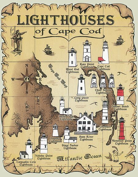 Lighthouses of Cape Cod Map T-Shirt