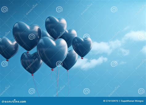 Blue heart shaped balloons stock illustration. Illustration of romance ...