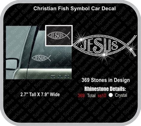 Christian Fish Symbol Rhinestone Car Decal