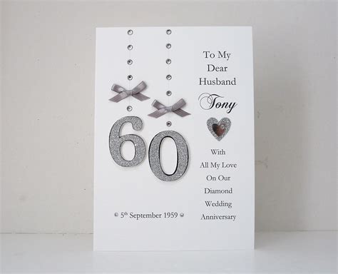 Diamond 60th Wedding Anniversary Card Husband/wife/mum & - Etsy UK