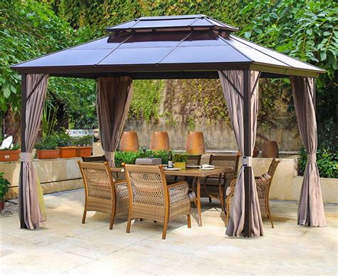 Outdoor Hardtop Gazebo Canopy Curtains Aluminum Furniture with Netting for Garden,Patio,Lawns ...