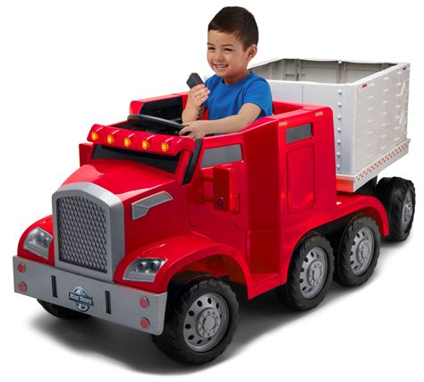 Buy Semi-Truck and Trailer Ride-On Toy by Kid Trax Red, Rig Online at ...