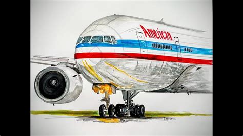 SPEED DRAWING,AMERICAN AIRLINES,Boeing 777-200 ER | Boeing 777, Plane drawing, American airlines