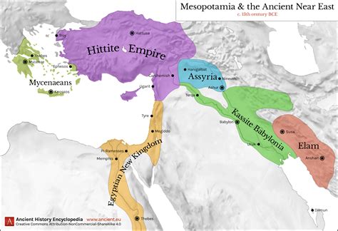 Map of Mesopotamia and the Ancient Near East, c. 1300 BCE (Illustration ...