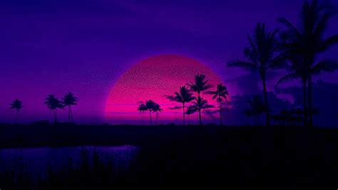 HD wallpaper: retrowave, neon, purple, sunset, light, sky, darkness ...