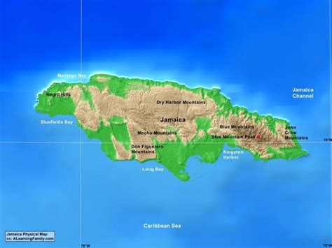 Jamaica mountains map - Map of jamaica mountains (Caribbean - Americas)