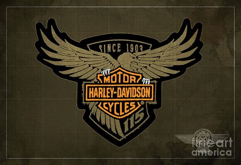 Harley Davidson Old Vintage Logo Fuel Tank Motorcycle Brown Background Digital Art by Drawspots ...