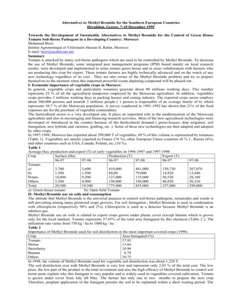 III- Alternatives to Methyl Bromide