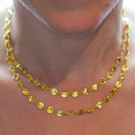 Long 24 Karat Yellow Gold Hammered Gold Coin Necklace at 1stDibs