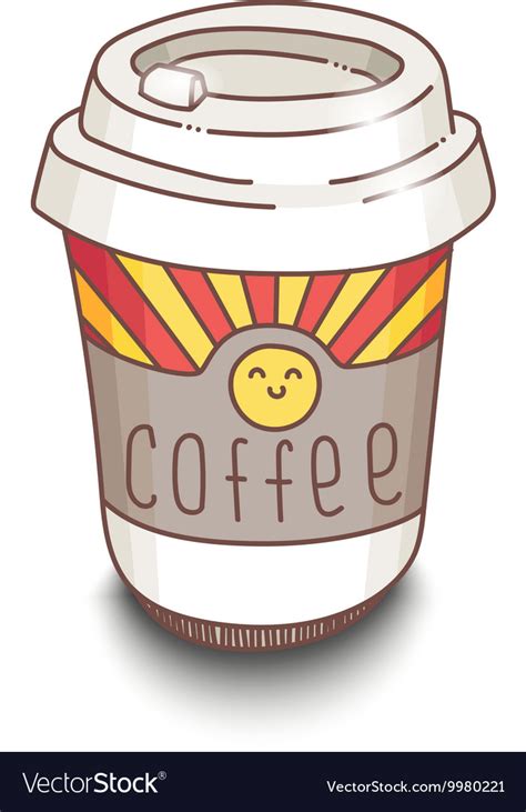 Cute hand-drawn cartoon style coffee cup Vector Image