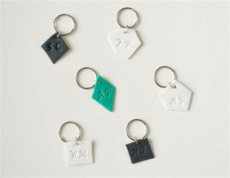 Monogrammed Clay Keychains