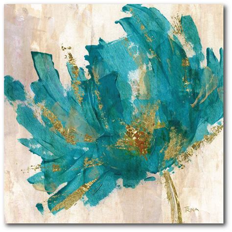 null Contemporary Teal Flower Canvas Wall Art | Flower canvas art, Art web, Art painting