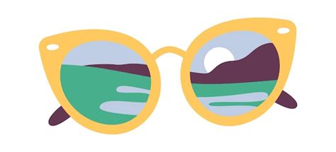 Premium Vector | Sunglasses with beach landscape