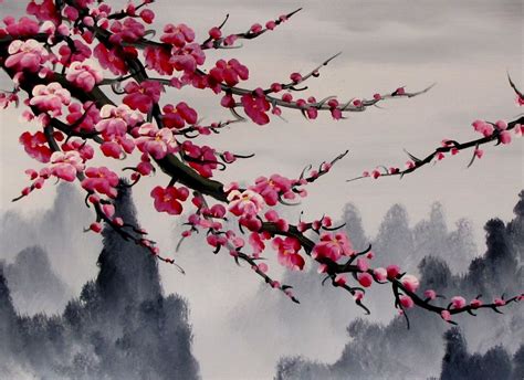 Chinese Feng Shui Painting, Chinese Cherry Blossom Painting | Cherry ...