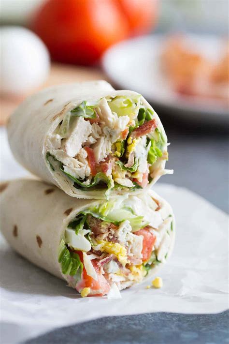 Easy Chicken Cobb Salad Wraps - Lunch Recipe - Taste and Tell