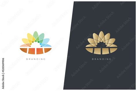 Flower Field Nature And Environment Vector Logo Concept Design Stock ...