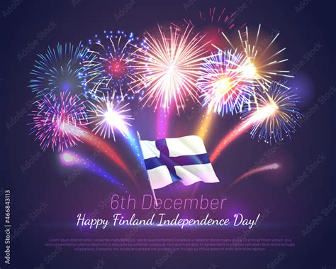 Finland Happy Independence Day festive banner with fireworks. Finnish ...