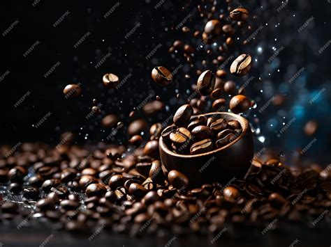 Premium AI Image | Falling Coffee Beans on Dark Background