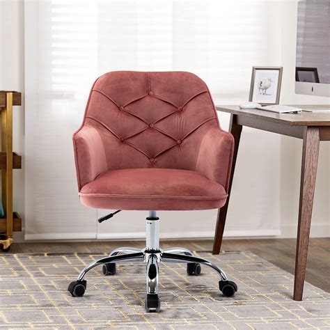 Computer Desk Chair, Modern Swivel Velvet Vanity Chair with Wheels, Ergonomic Office Chair with ...