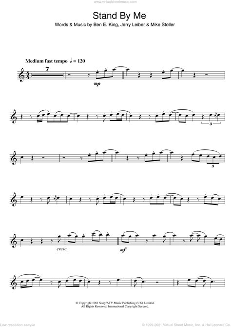 King - Stand By Me sheet music for tenor saxophone solo [PDF]