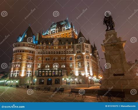 Chateau Frontenac at Night, Quebec City, Canada. Stock Image - Image of skyline, illumination ...