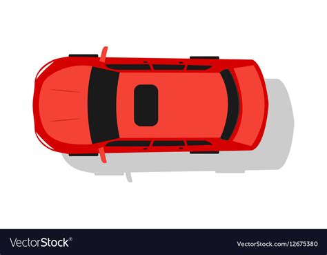 Red car top view flat design Royalty Free Vector Image