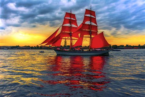 Sunset Sailboat Serenity - HD Wallpaper